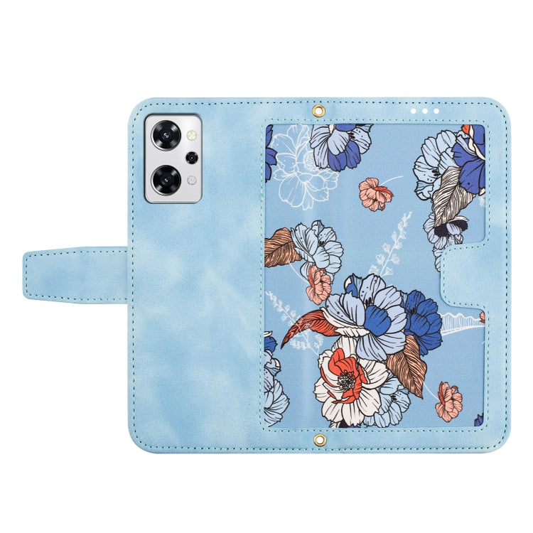 For OPPO Reno9 A Floral Pattern Leather Phone Case with Lanyard