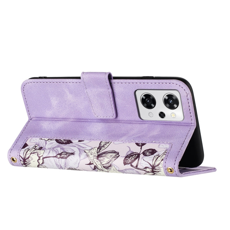 For OPPO Reno9 A Floral Pattern Leather Phone Case with Lanyard