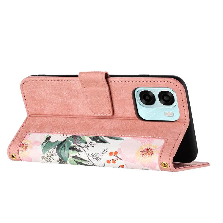 For OPPO A6 Pro 5G Floral Pattern Leather Phone Case with Lanyard