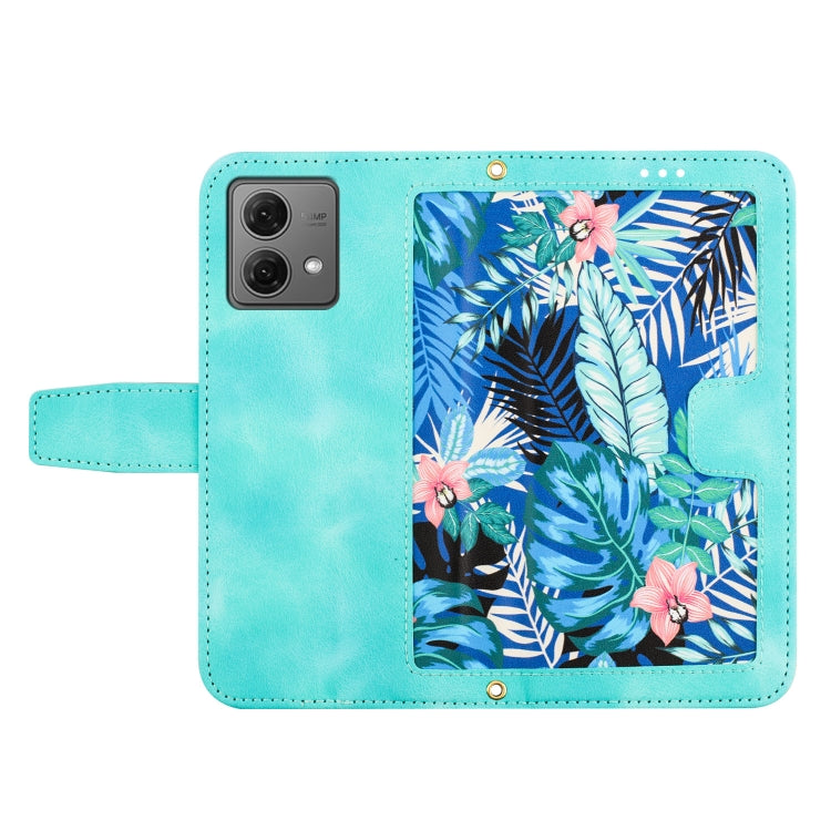 For Motorola Moto G84 Floral Pattern Leather Phone Case with Lanyard
