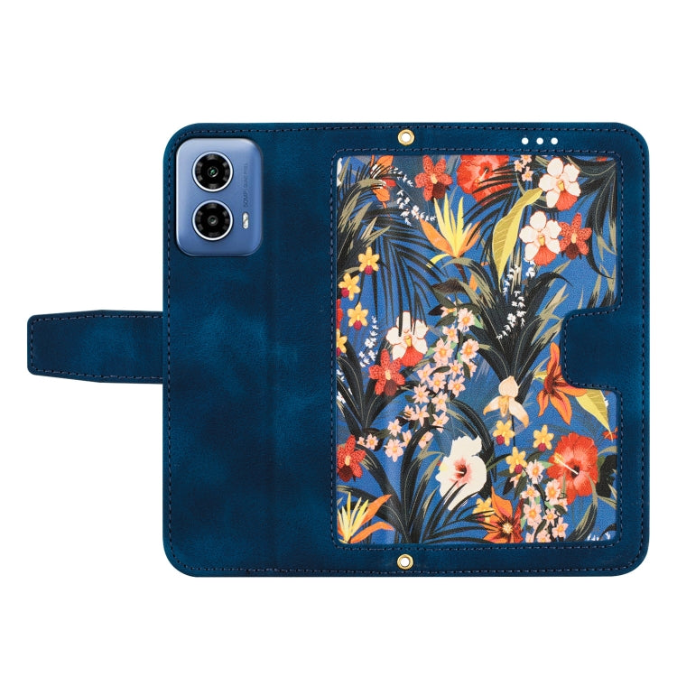 For Motorola Moto G24 Floral Pattern Leather Phone Case with Lanyard