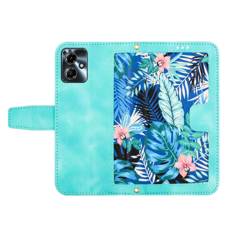 For Motorola Moto G14 Floral Pattern Leather Phone Case with Lanyard