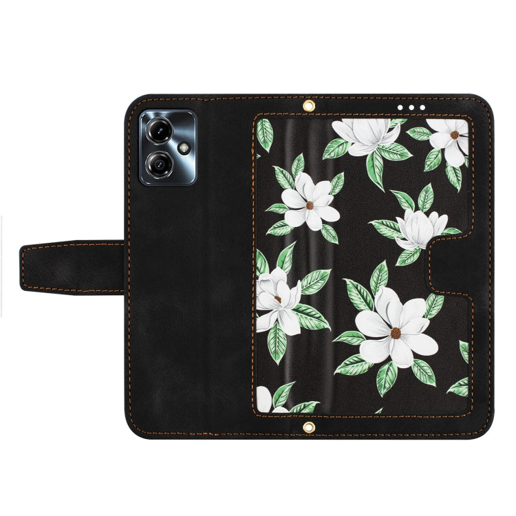 For Motorola Moto G14 Floral Pattern Leather Phone Case with Lanyard
