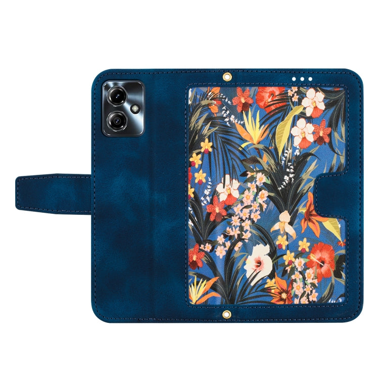 For Motorola Moto G14 Floral Pattern Leather Phone Case with Lanyard
