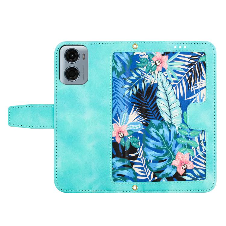 For Motorola Moto G05 Floral Pattern Leather Phone Case with Lanyard