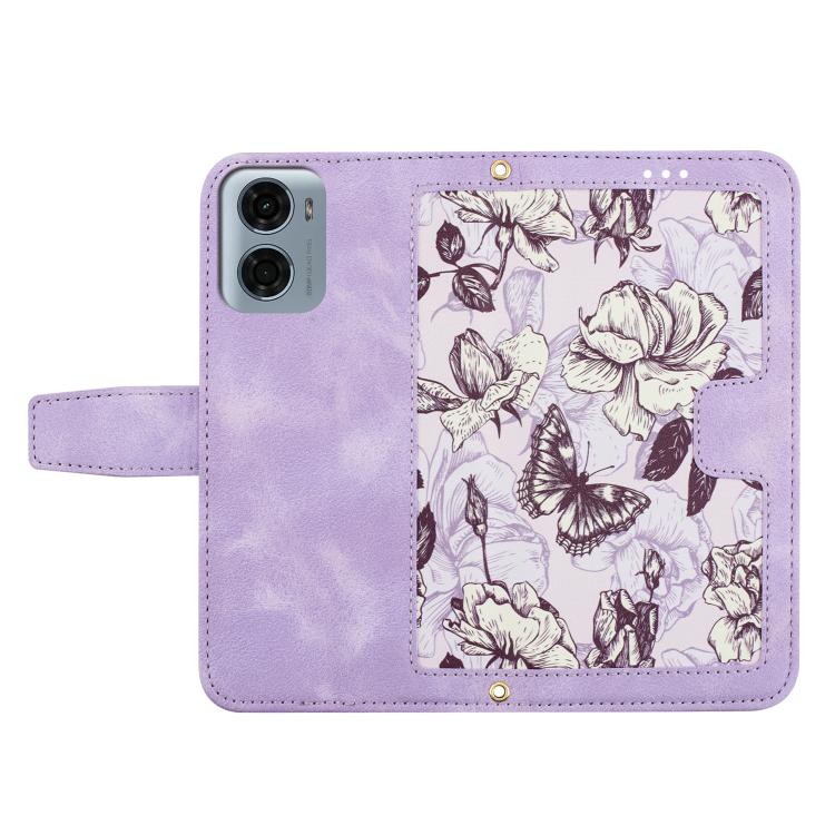 For Motorola Moto G05 Floral Pattern Leather Phone Case with Lanyard