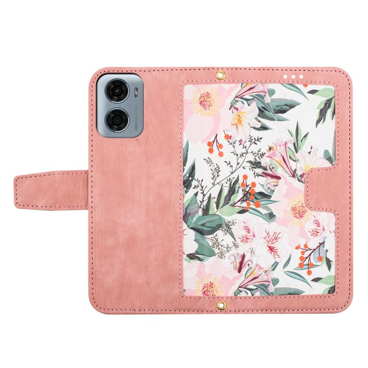 For Motorola Moto G05 Floral Pattern Leather Phone Case with Lanyard
