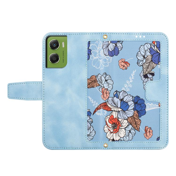 For Motorola Moto G06 4G Floral Pattern Leather Phone Case with Lanyard