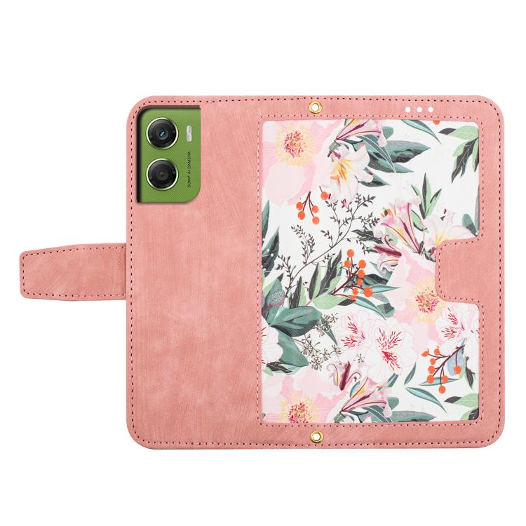 For Motorola Moto G06 4G Floral Pattern Leather Phone Case with Lanyard