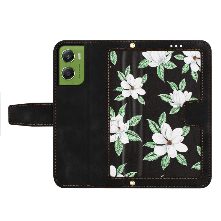 For Motorola Moto G06 4G Floral Pattern Leather Phone Case with Lanyard