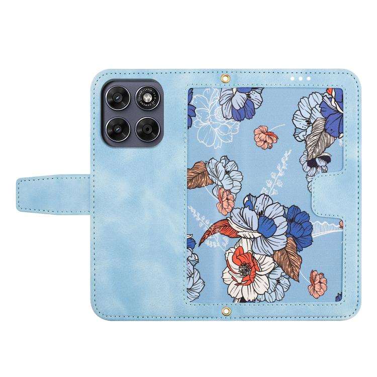 For Motorola Moto G67 / G77 5G Floral Pattern Leather Phone Case with Lanyard