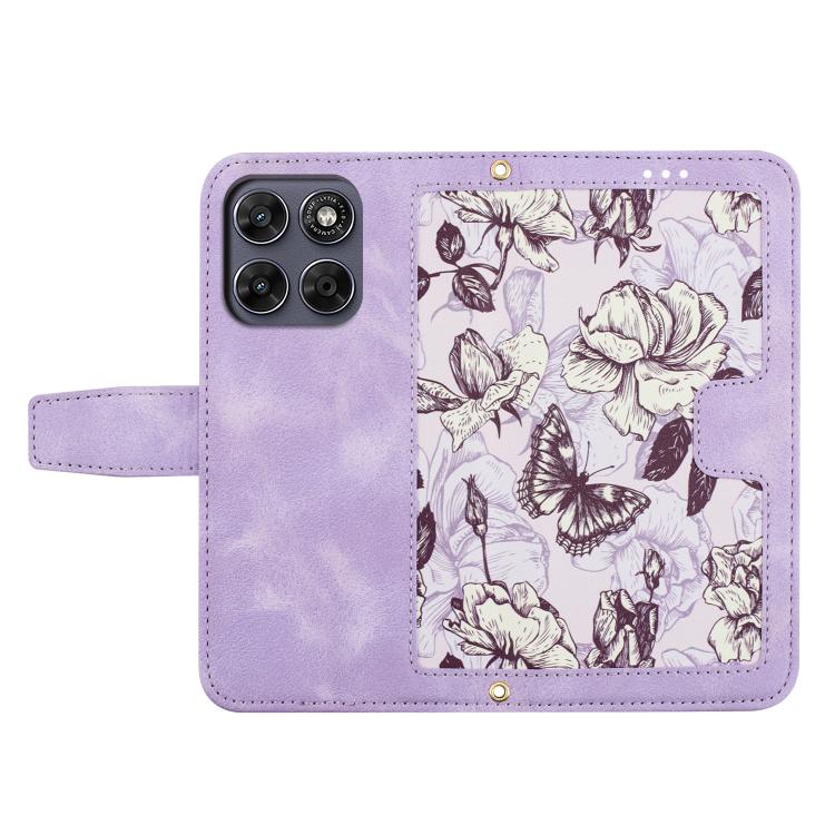 For Motorola Moto G67 / G77 5G Floral Pattern Leather Phone Case with Lanyard