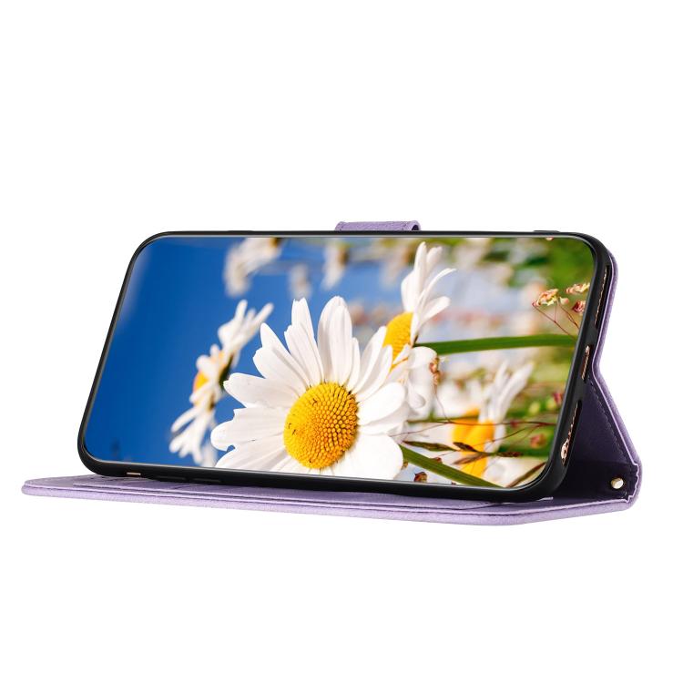 For Motorola Moto G67 / G77 5G Floral Pattern Leather Phone Case with Lanyard