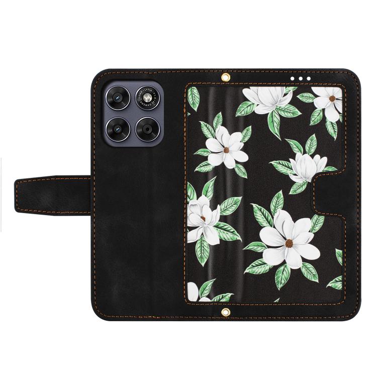 For Motorola Moto G67 / G77 5G Floral Pattern Leather Phone Case with Lanyard