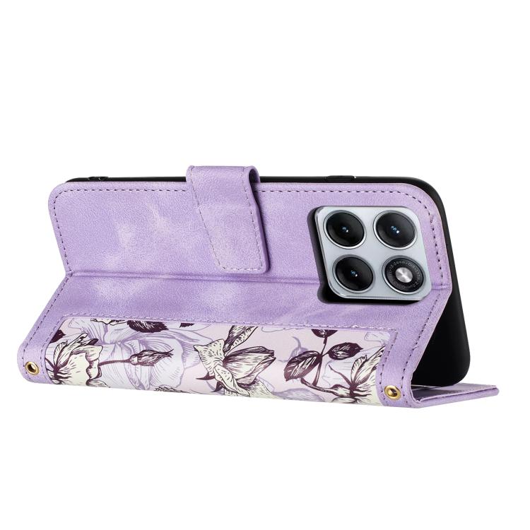 For Motorola Edge 70 Fusion 5G Floral Pattern Leather Phone Case with Lanyard