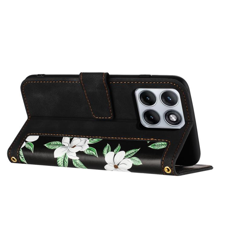 For Motorola Edge 70 Fusion 5G Floral Pattern Leather Phone Case with Lanyard