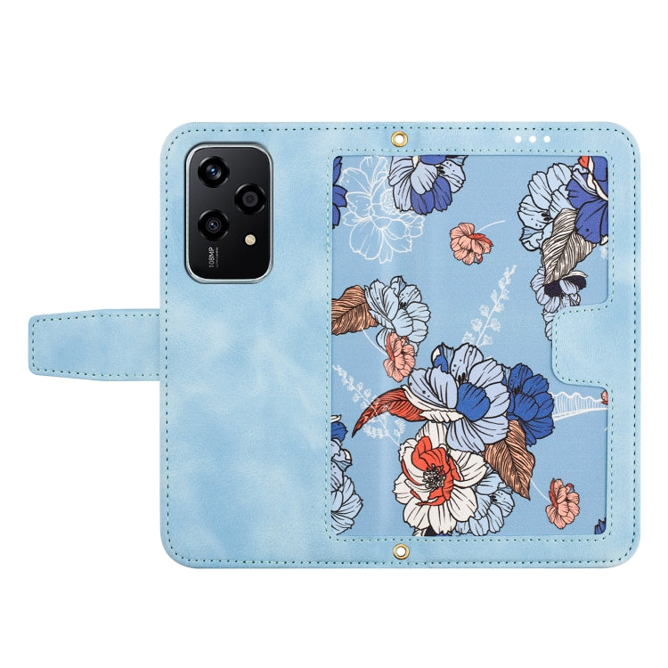 For Honor 200 Lite Global Floral Pattern Leather Phone Case with Lanyard