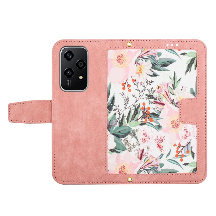 For Honor 200 Lite Global Floral Pattern Leather Phone Case with Lanyard