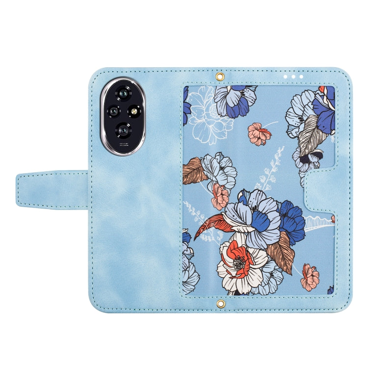 For Honor 200 Pro Floral Pattern Leather Phone Case with Lanyard