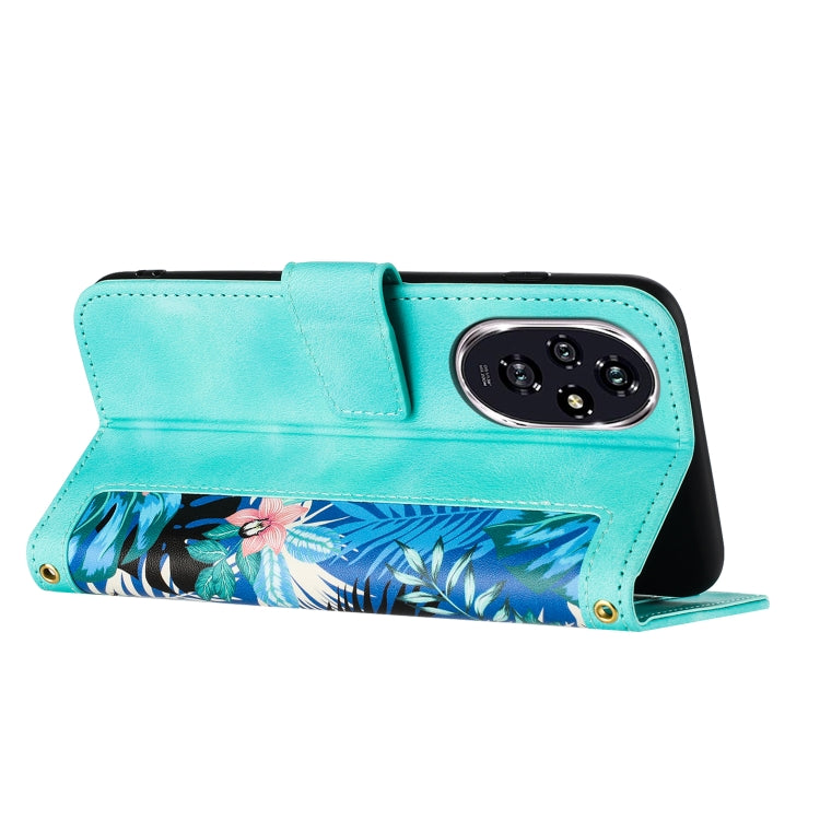 For Honor 200 Pro Floral Pattern Leather Phone Case with Lanyard