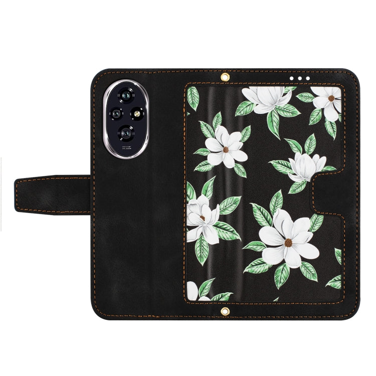 For Honor 200 Pro Floral Pattern Leather Phone Case with Lanyard