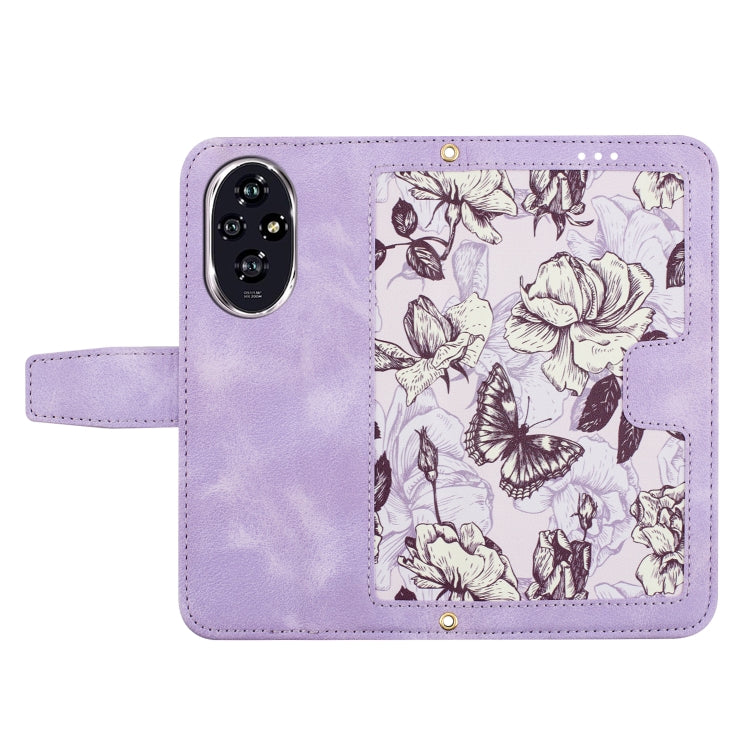 For Honor 200 Floral Pattern Leather Phone Case with Lanyard