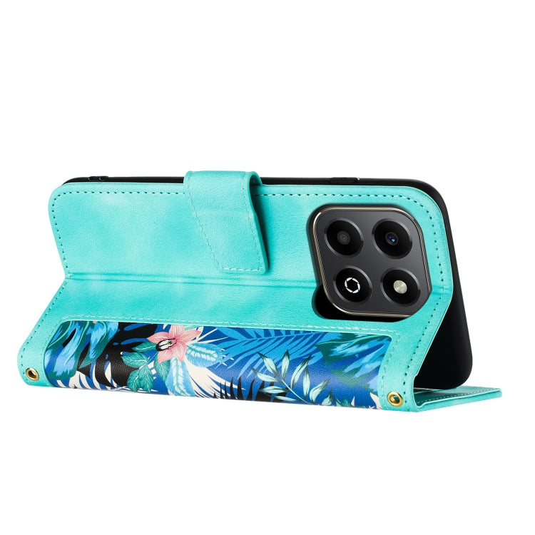 For Honor X6b Floral Pattern Leather Phone Case with Lanyard