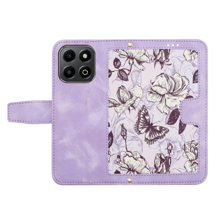 For Honor X6b Floral Pattern Leather Phone Case with Lanyard