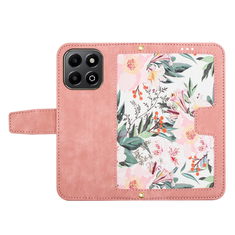 For Honor X6b Floral Pattern Leather Phone Case with Lanyard