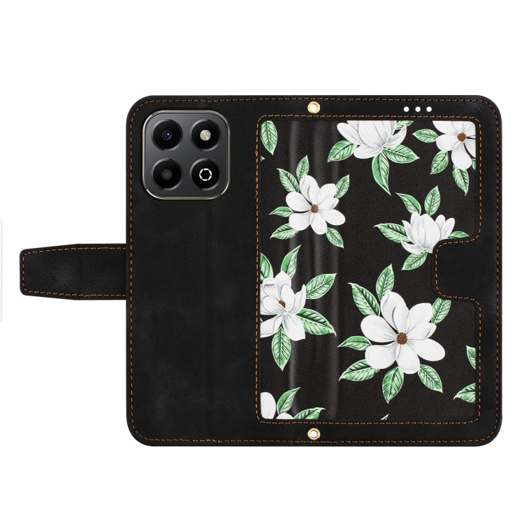 For Honor X6b Floral Pattern Leather Phone Case with Lanyard