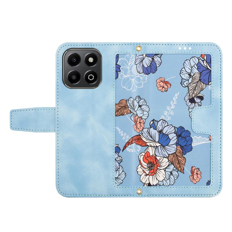 For Honor 200 Smart Floral Pattern Leather Phone Case with Lanyard