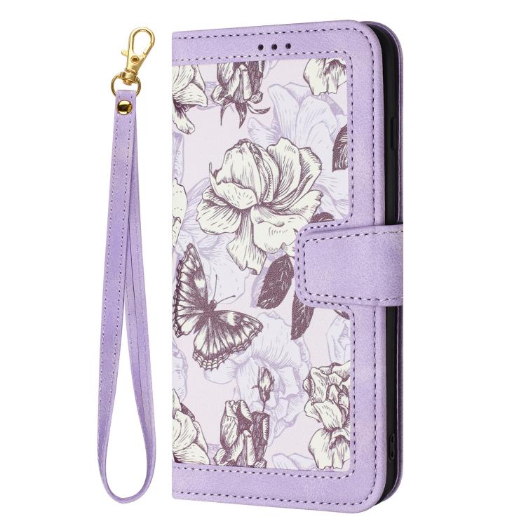 For Honor 200 Smart Floral Pattern Leather Phone Case with Lanyard