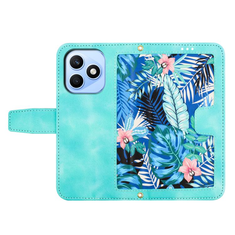 For Honor X8d 4G Floral Pattern Leather Phone Case with Lanyard
