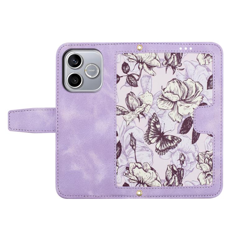 For Honor 600 Lite Global Floral Pattern Leather Phone Case with Lanyard