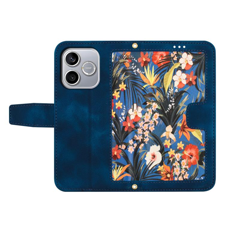 For Honor 600 Lite Global Floral Pattern Leather Phone Case with Lanyard