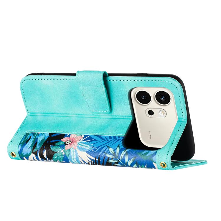 For Honor 600 / 600 Pro Global Floral Pattern Leather Phone Case with Lanyard