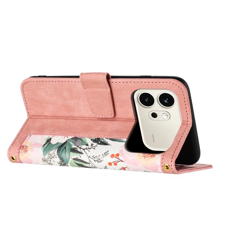 For Honor 600 / 600 Pro Global Floral Pattern Leather Phone Case with Lanyard