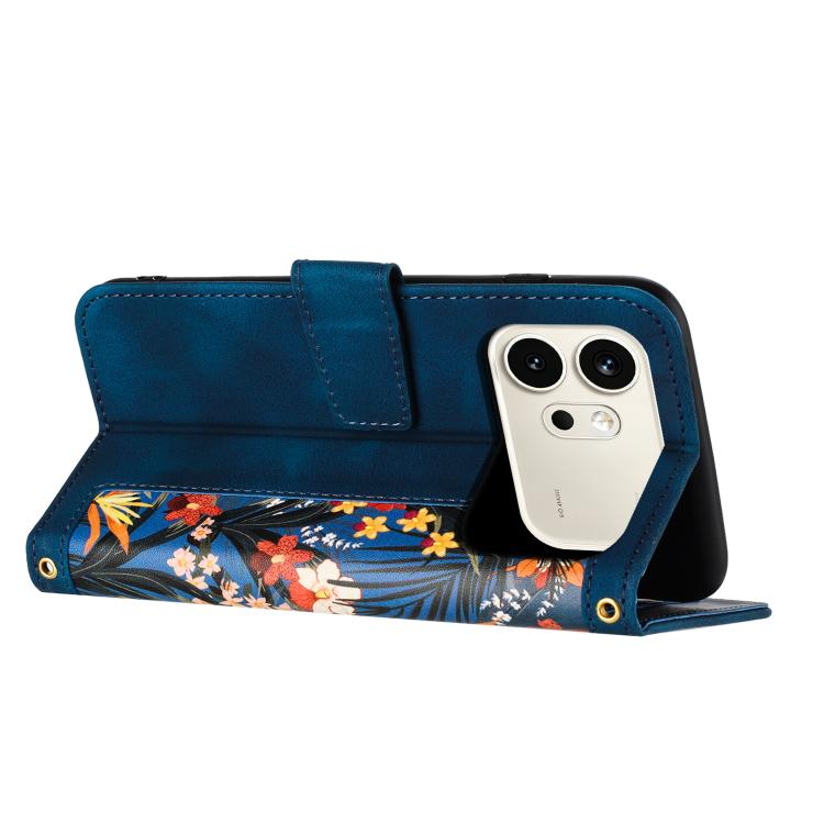 For Honor 600 / 600 Pro Global Floral Pattern Leather Phone Case with Lanyard