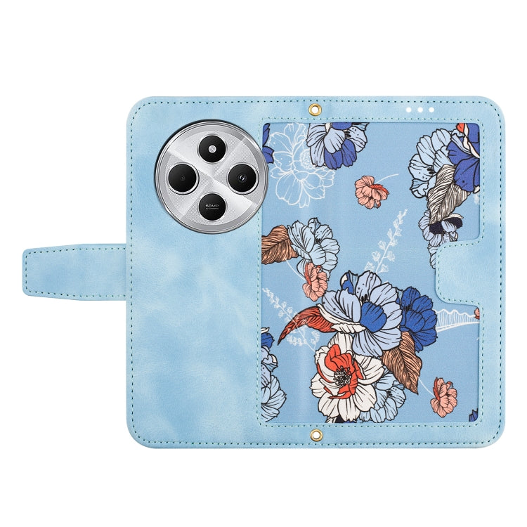 For Redmi 14C 4G Floral Pattern Leather Phone Case with Lanyard