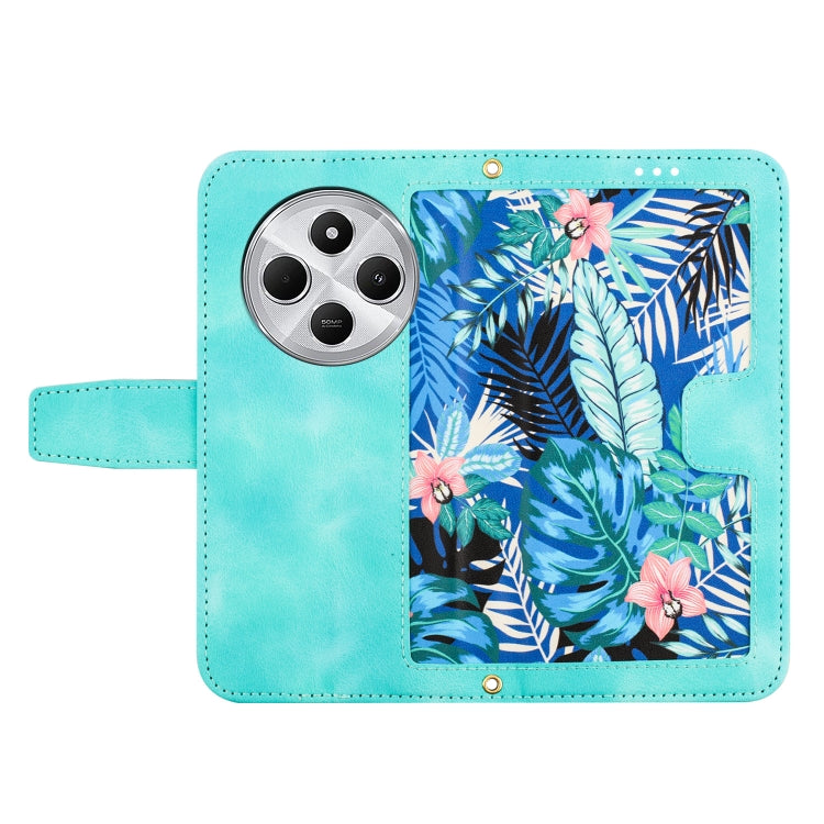 For Redmi 14C 4G Floral Pattern Leather Phone Case with Lanyard