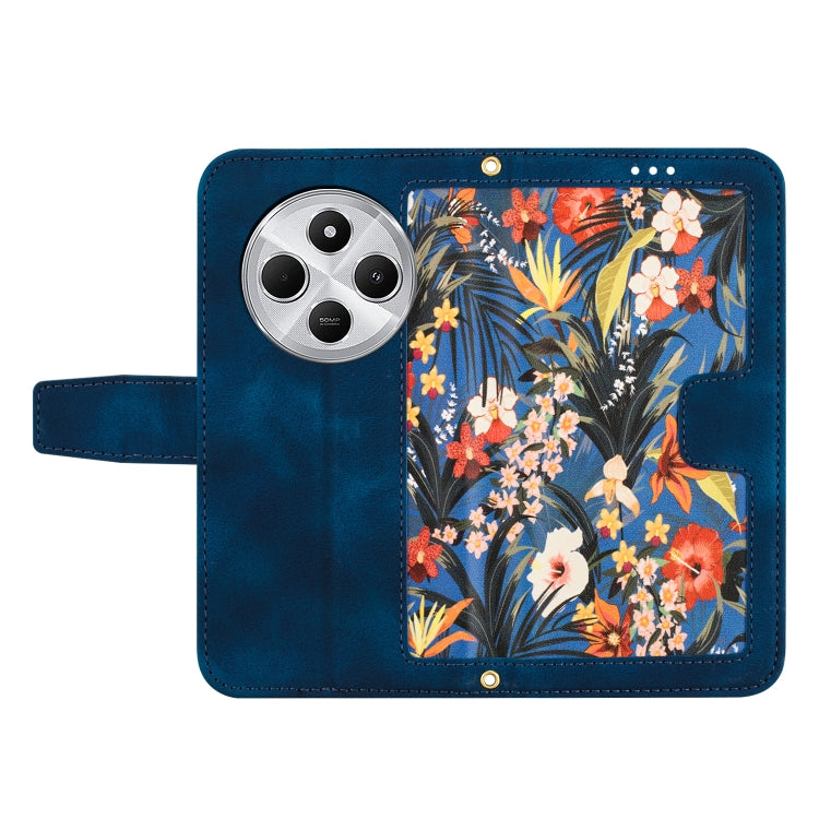 For Redmi 14C 4G Floral Pattern Leather Phone Case with Lanyard