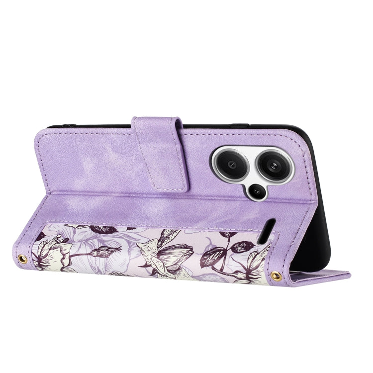 For Redmi Note 13 Pro+ Floral Pattern Leather Phone Case with Lanyard