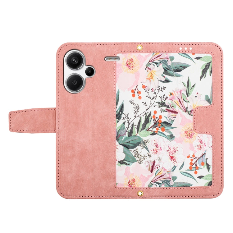 For Redmi Note 13 Pro+ Floral Pattern Leather Phone Case with Lanyard