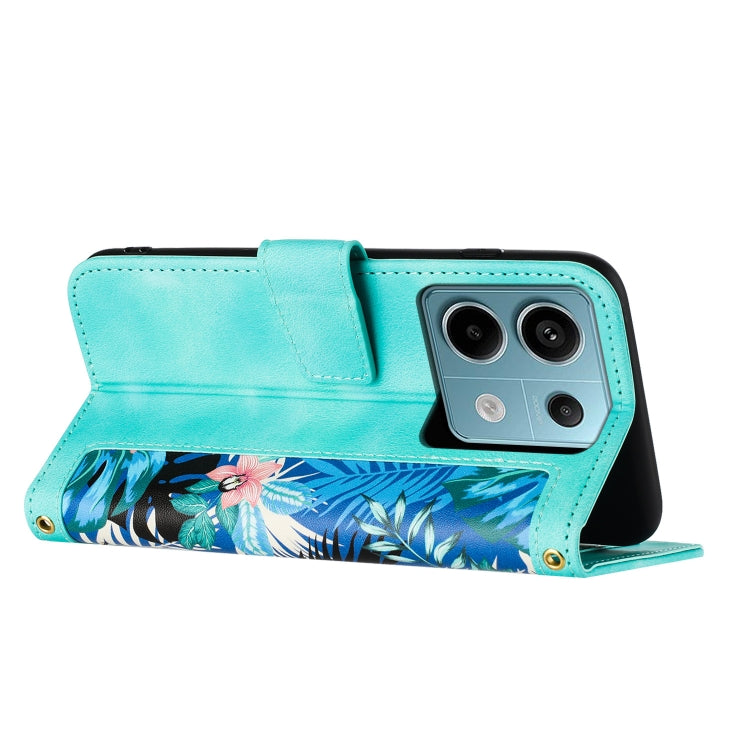 For Redmi Note 13 Pro 5G Floral Pattern Leather Phone Case with Lanyard