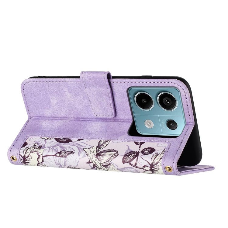 For Redmi Note 13 Pro 5G Floral Pattern Leather Phone Case with Lanyard