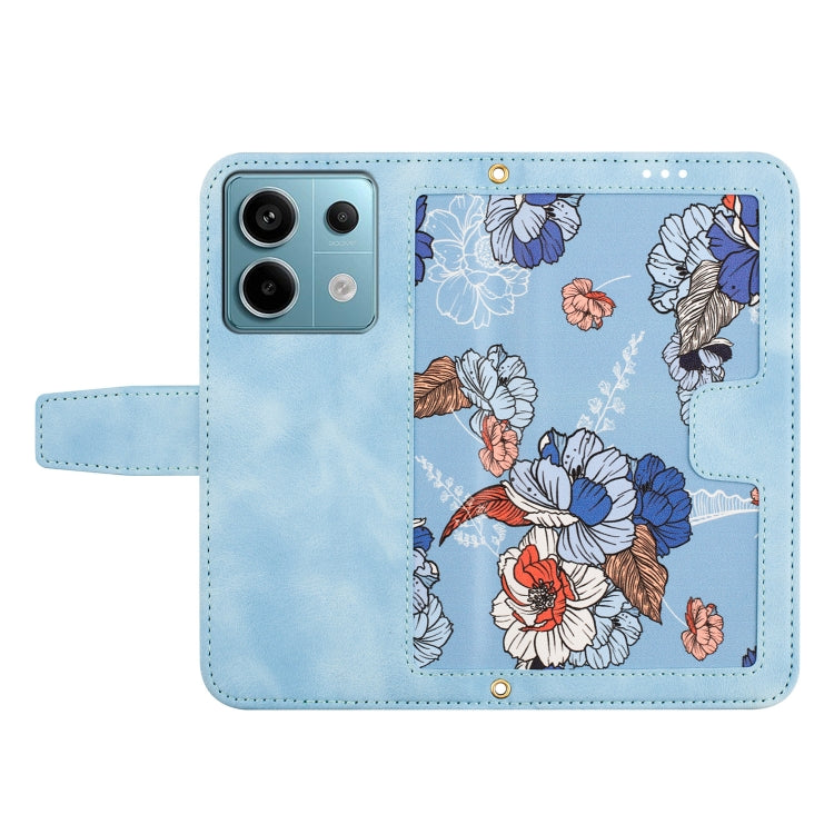For Redmi Note 13 5G Floral Pattern Leather Phone Case with Lanyard