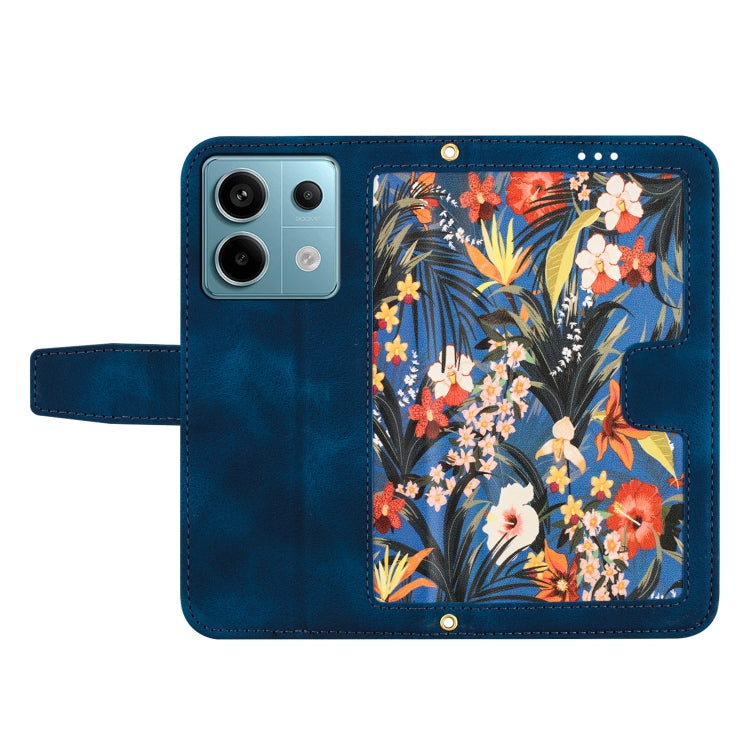 For Redmi Note 13 5G Floral Pattern Leather Phone Case with Lanyard