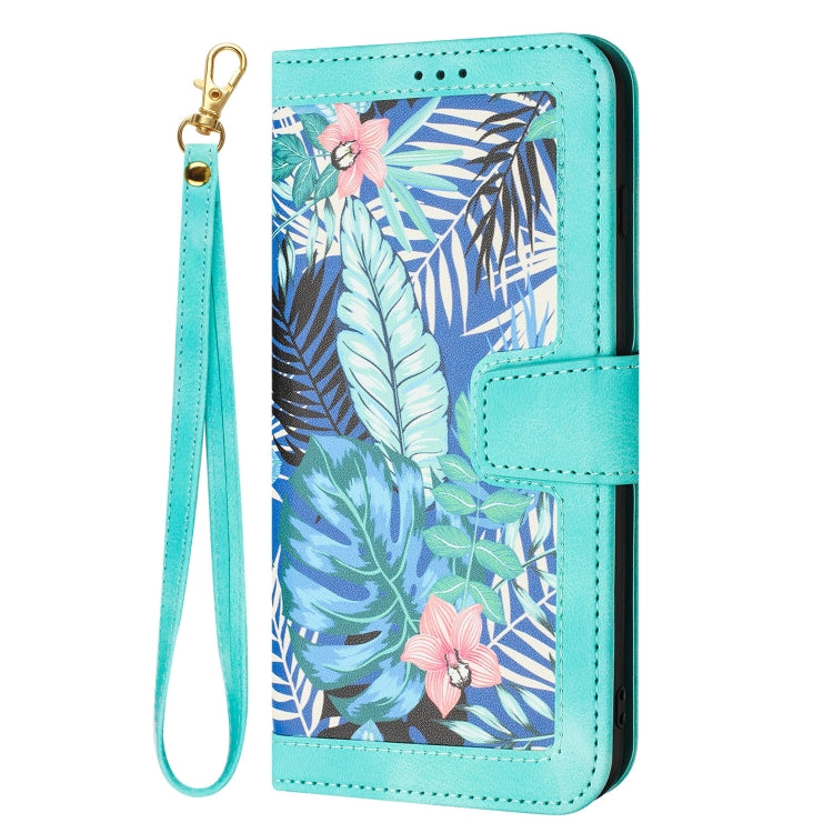 For Redmi Note 13 4G Floral Pattern Leather Phone Case with Lanyard