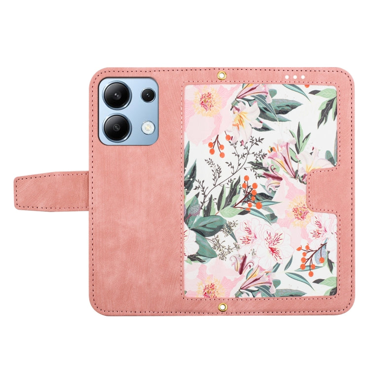 For Redmi Note 13 4G Floral Pattern Leather Phone Case with Lanyard