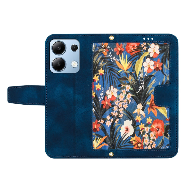 For Redmi Note 13 4G Floral Pattern Leather Phone Case with Lanyard